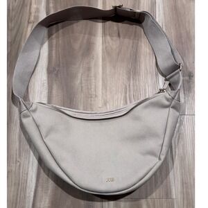 JULY Crescent Moon Shoulder Bag Light Gray Canvas Adjustable Strap a3